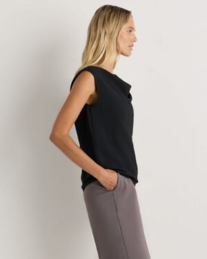 Matte Drape Cowl Neck Tank — Petite