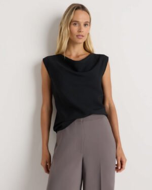 Matte Drape Cowl Neck Tank — Petite