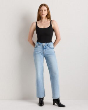 Mid-Rise Stretch Relaxed Straight Jeans