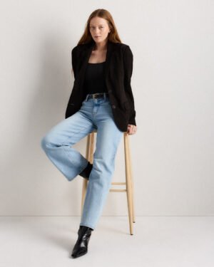 Mid-Rise Stretch Relaxed Straight Jeans