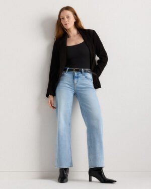 Mid-Rise Stretch Relaxed Straight Jeans