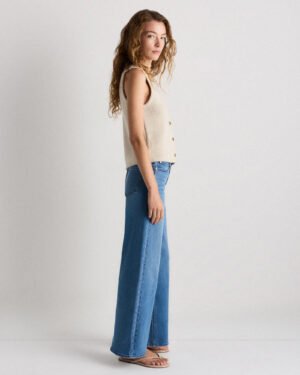 Mid-Rise Stretch Wide Leg Jeans
