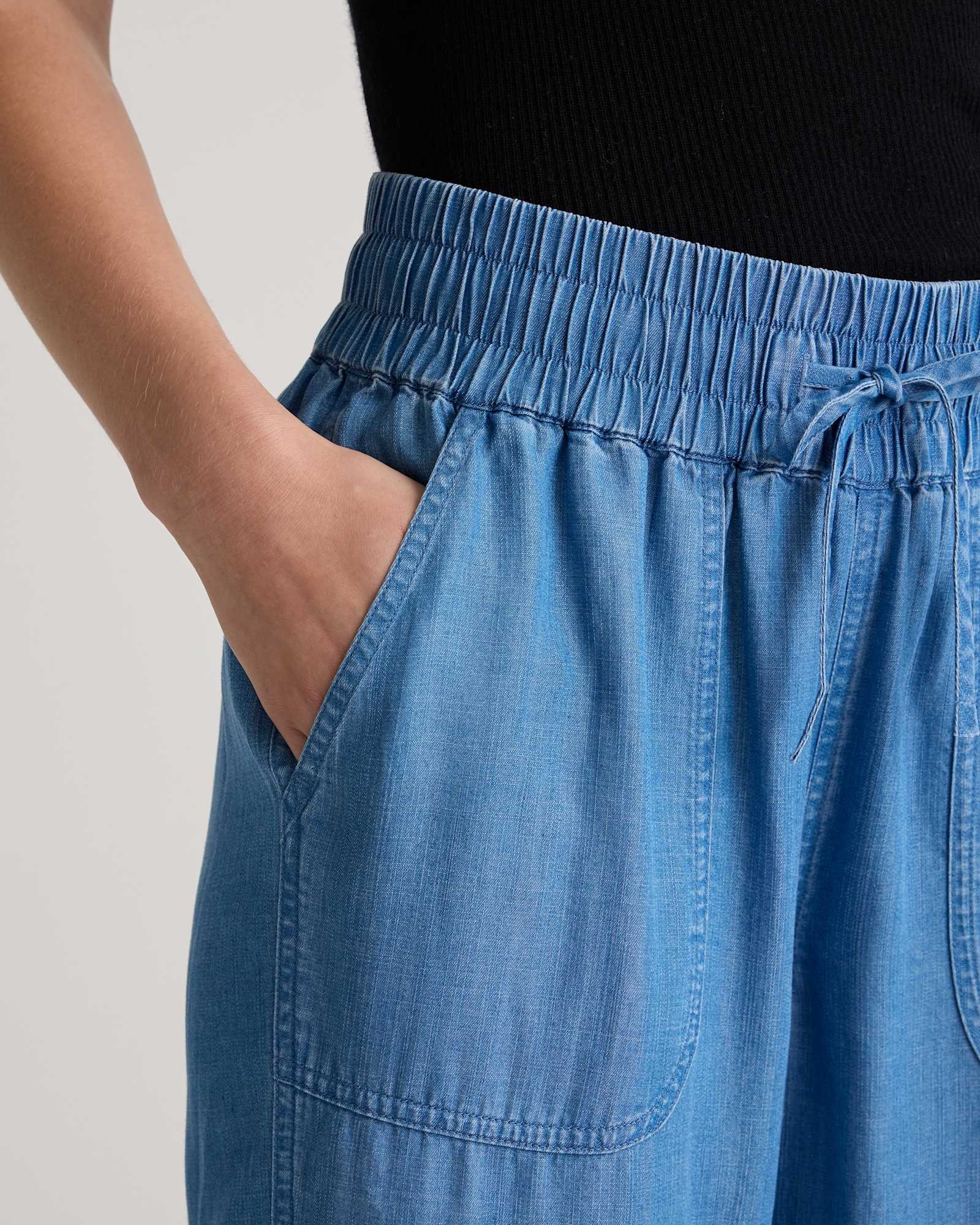 Pull-On Lyocell Chambray Pants — Gallery image Pull-On Lyocell Chambray Pants