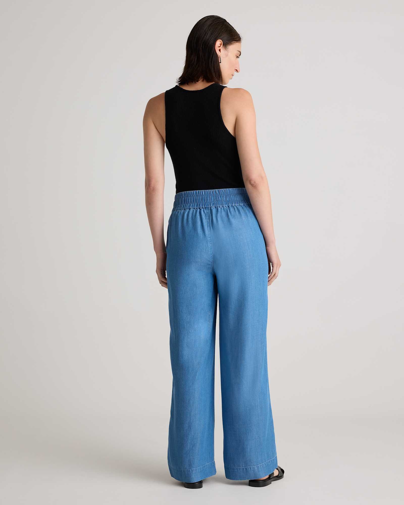 Pull-On Lyocell Chambray Pants — Gallery image Pull-On Lyocell Chambray Pants