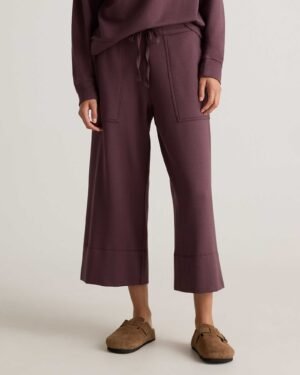 Soft Fleece Cropped Wide Leg Pants