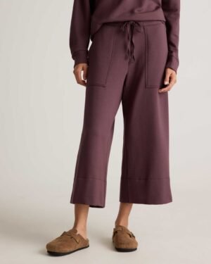 Soft Fleece Cropped Wide Leg Pants
