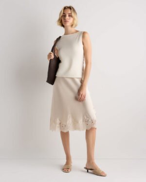 Stretch Cotton Jersey Boat Neck Tank — Petite