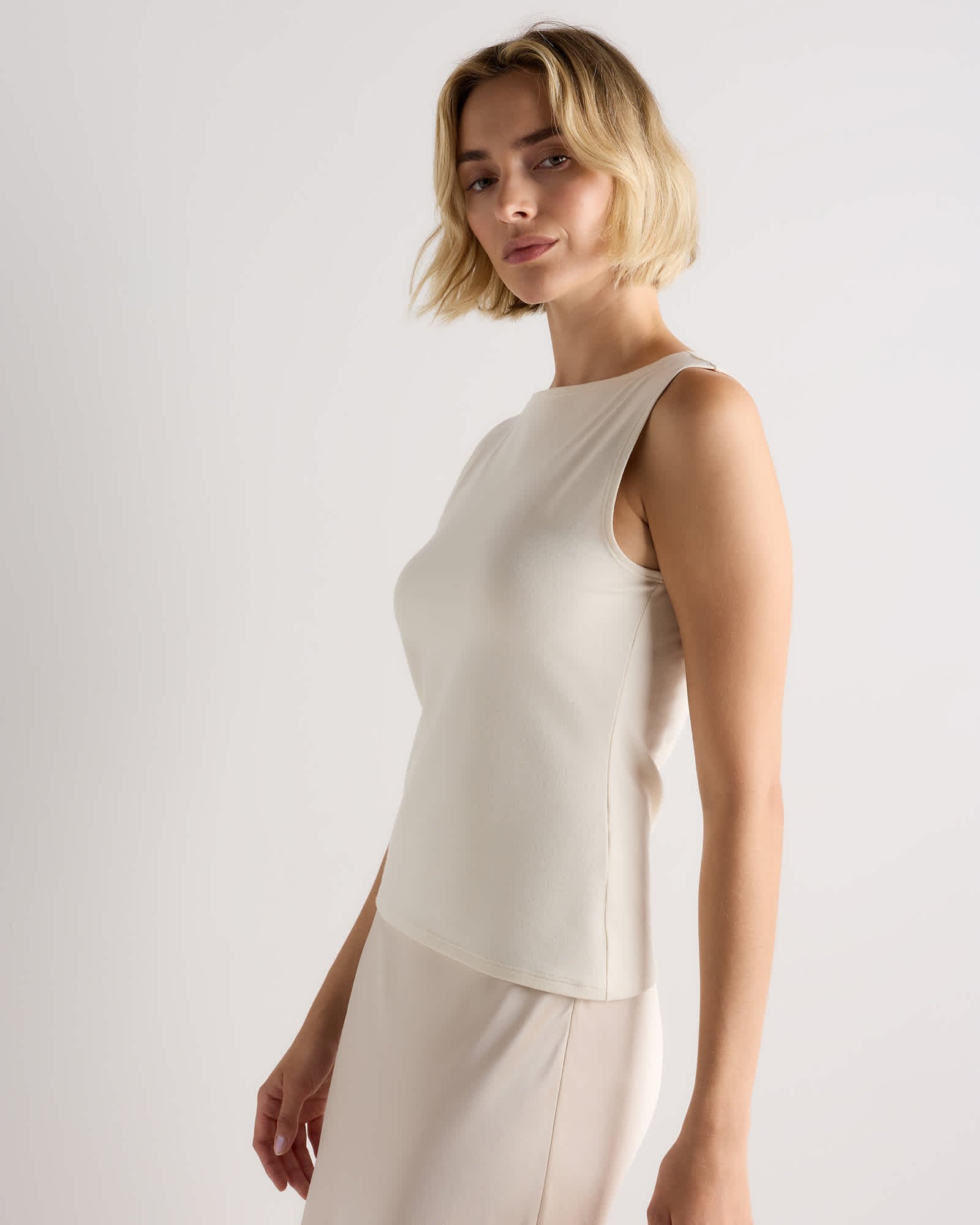 Stretch Cotton Jersey Boat Neck Tank — Petite — Gallery image Stretch Cotton Jersey Boat Neck Tank — Petite