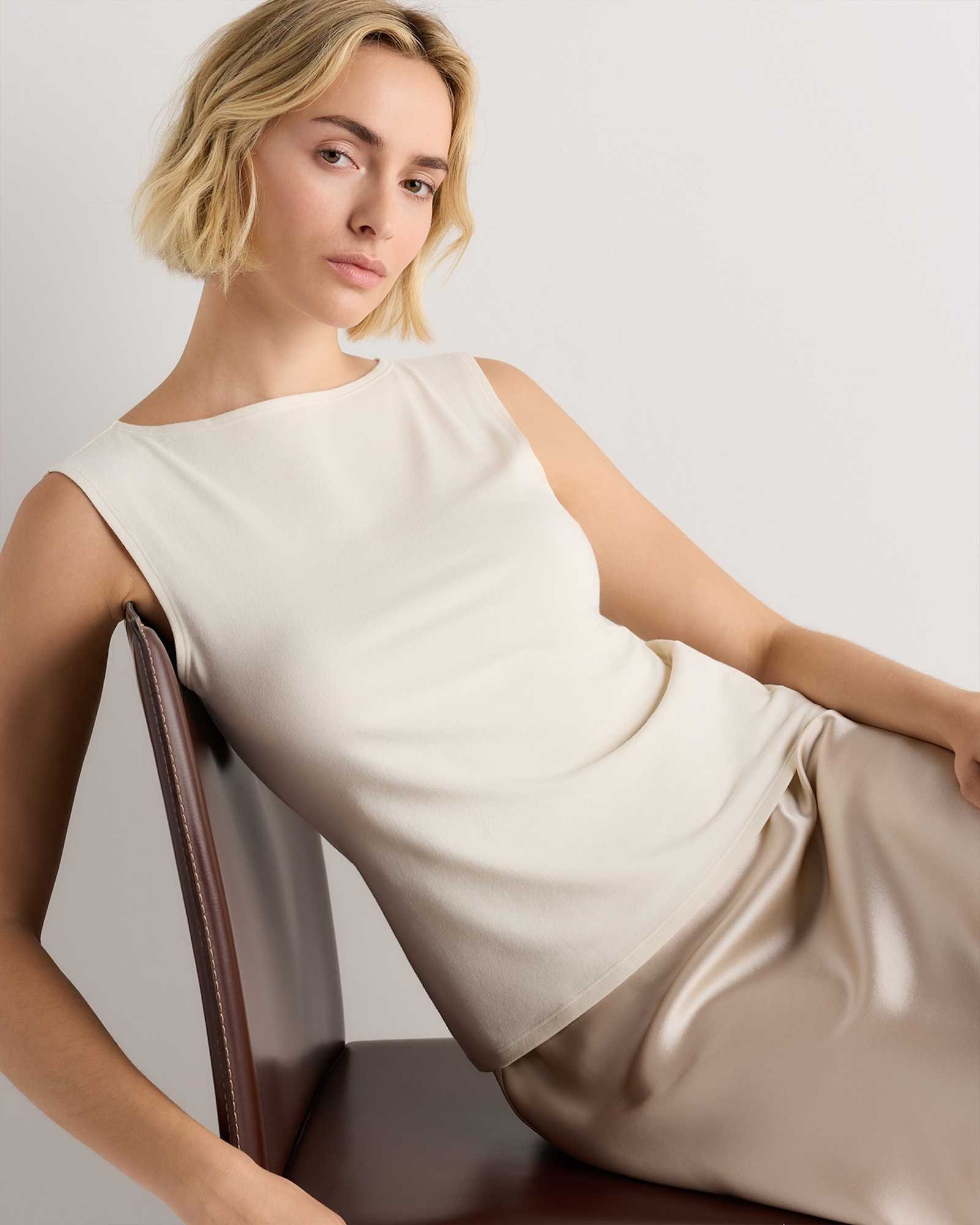 Stretch Cotton Jersey Boat Neck Tank — Petite — Gallery image Stretch Cotton Jersey Boat Neck Tank — Petite