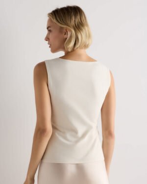 Stretch Cotton Jersey Boat Neck Tank — Petite