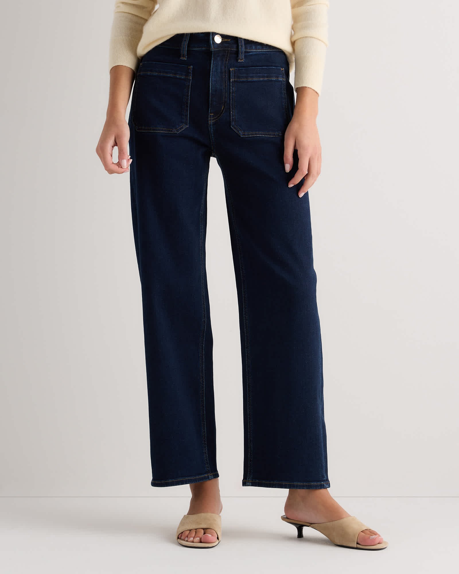 Stretch Patch Pocket Wide Leg Jeans — Primary image Stretch Patch Pocket Wide Leg Jeans