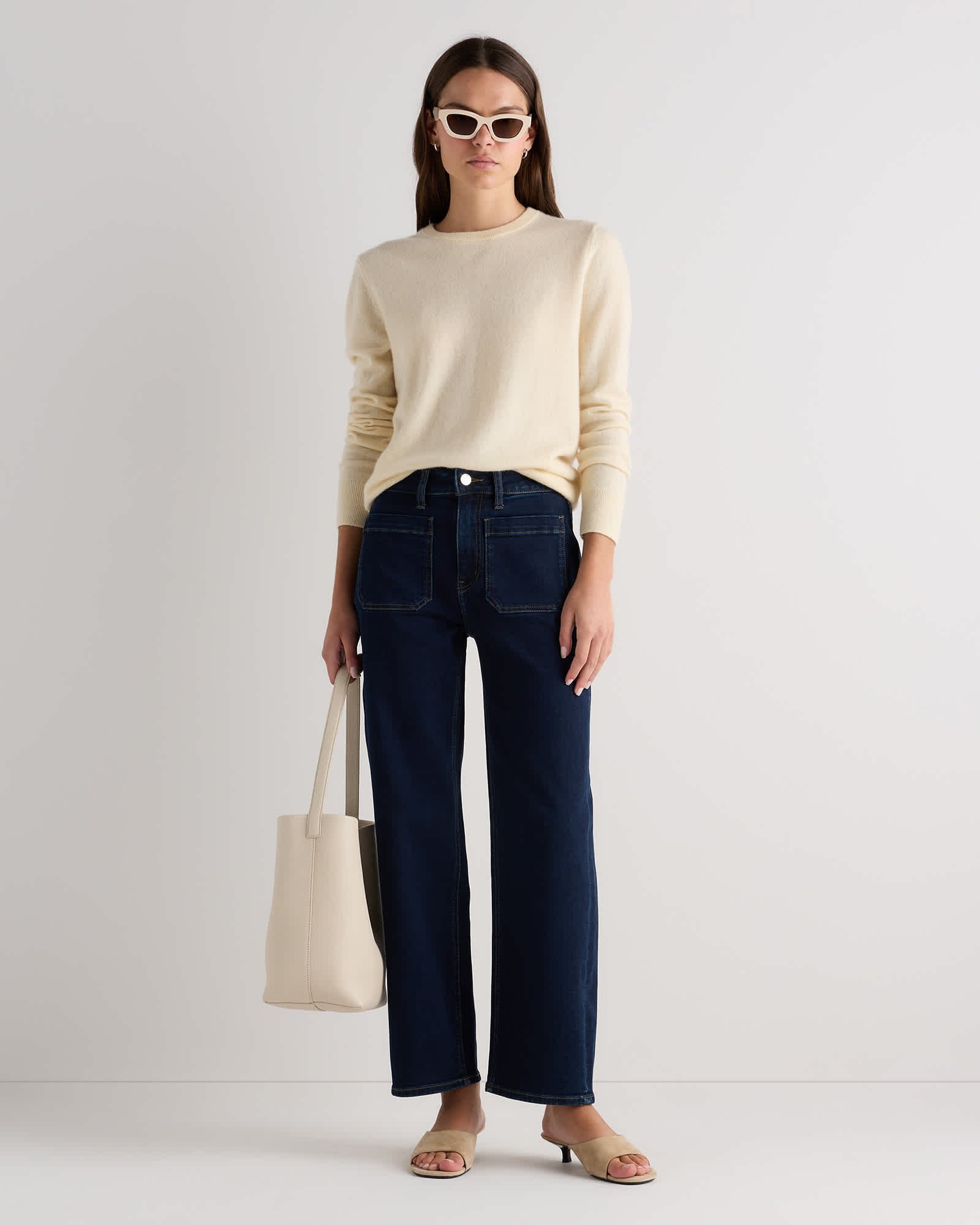 Stretch Patch Pocket Wide Leg Jeans — Gallery image Stretch Patch Pocket Wide Leg Jeans