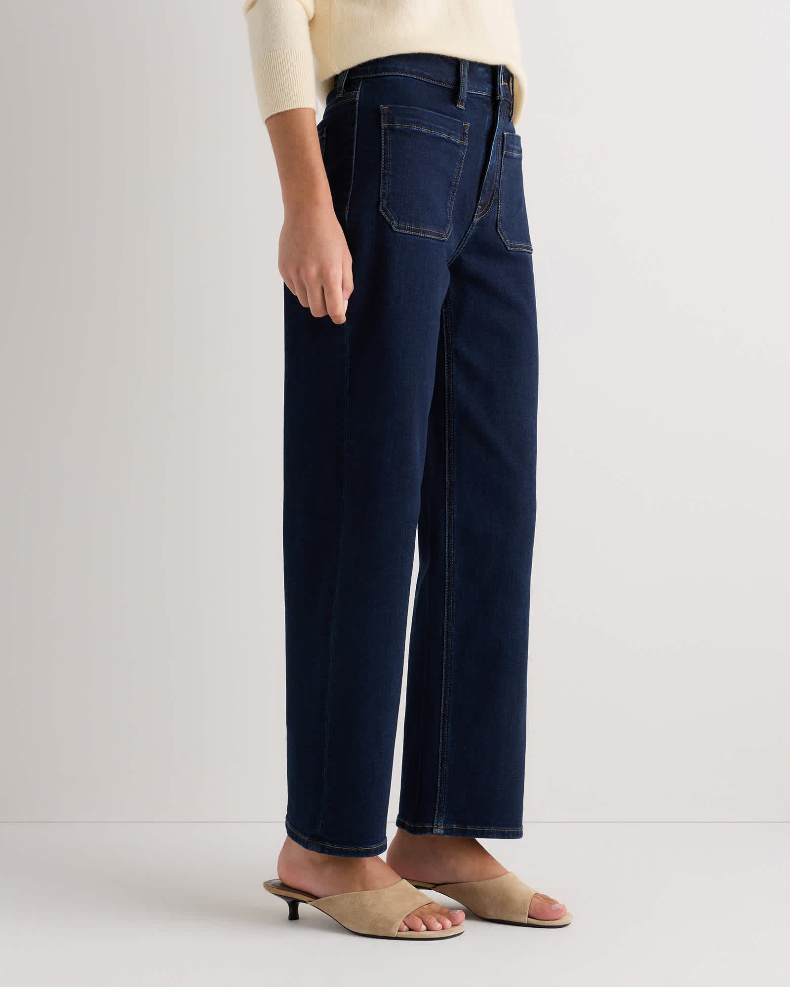 Stretch Patch Pocket Wide Leg Jeans — Gallery image Stretch Patch Pocket Wide Leg Jeans