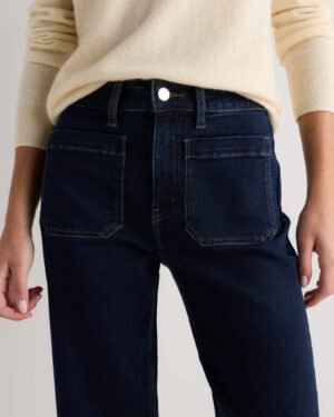 Stretch Patch Pocket Wide Leg Jeans