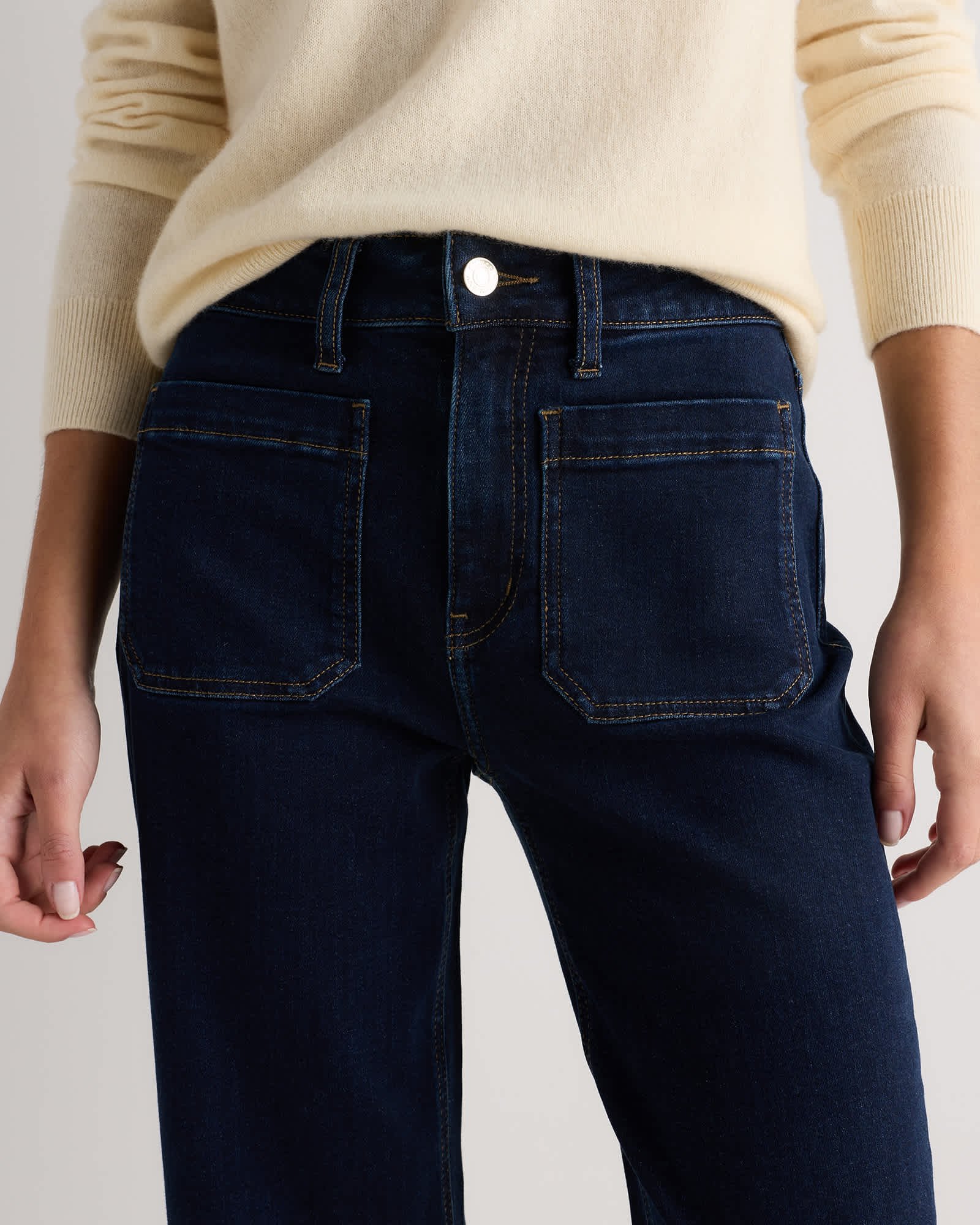 Stretch Patch Pocket Wide Leg Jeans — Gallery image Stretch Patch Pocket Wide Leg Jeans
