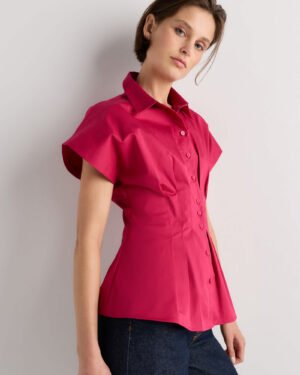 Stretch Twill Pleated Short Sleeve Shirt