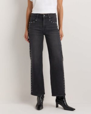 Studded Relaxed Straight Jeans
