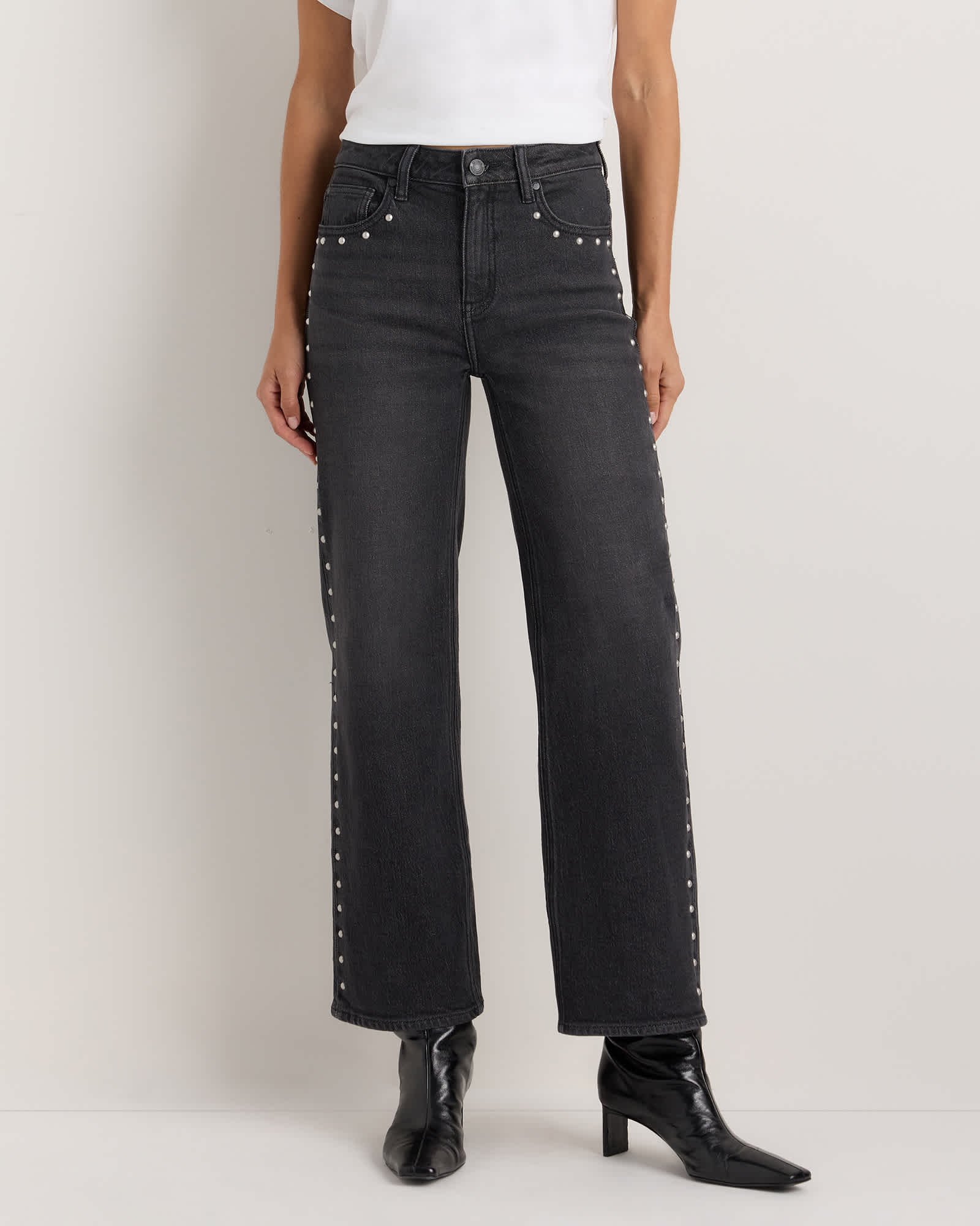 Studded Relaxed Straight Jeans — Primary image Studded Relaxed Straight Jeans