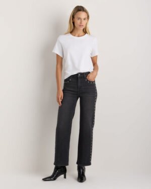 Studded Relaxed Straight Jeans